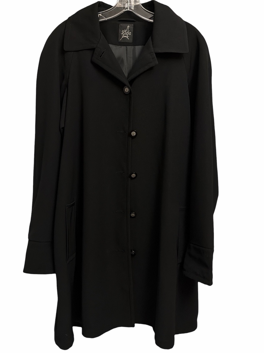 Elegant Black Single-Breasted Trench Coat by Luba